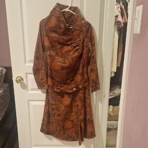 Vintage Paisley Dress with Cowl Neck